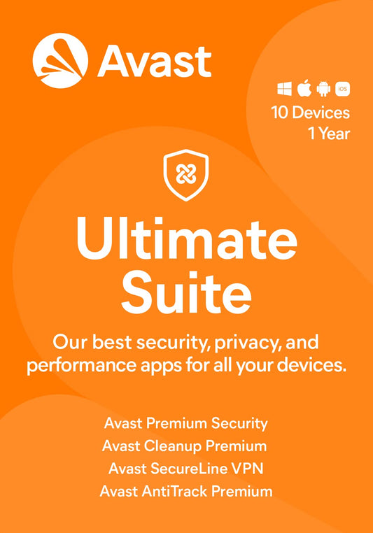 Avast Ultimate 2024 | Antivirus+Cleaner+VPN | 10 Devices, 1 Year [PC/Mac/Mobile Download]